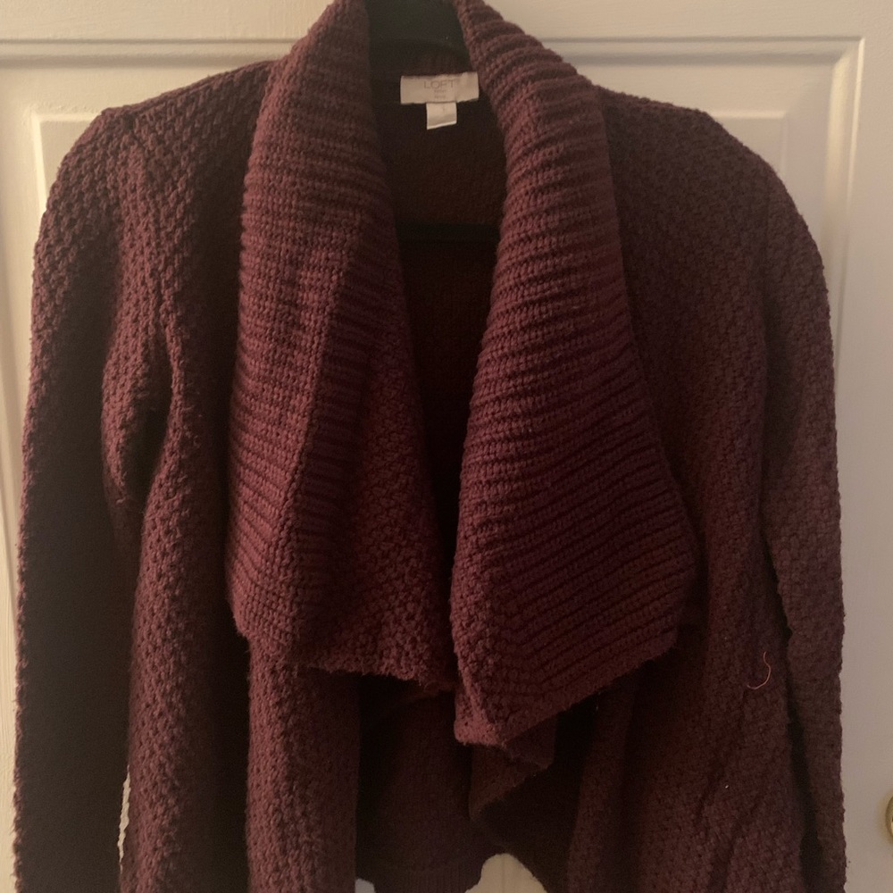 LOFT burgundy cardigan XSP XS petite